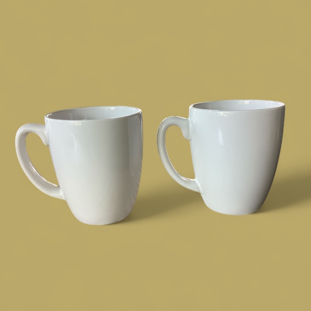 Corelle Stoneware White Coffee Mugs Set of 2